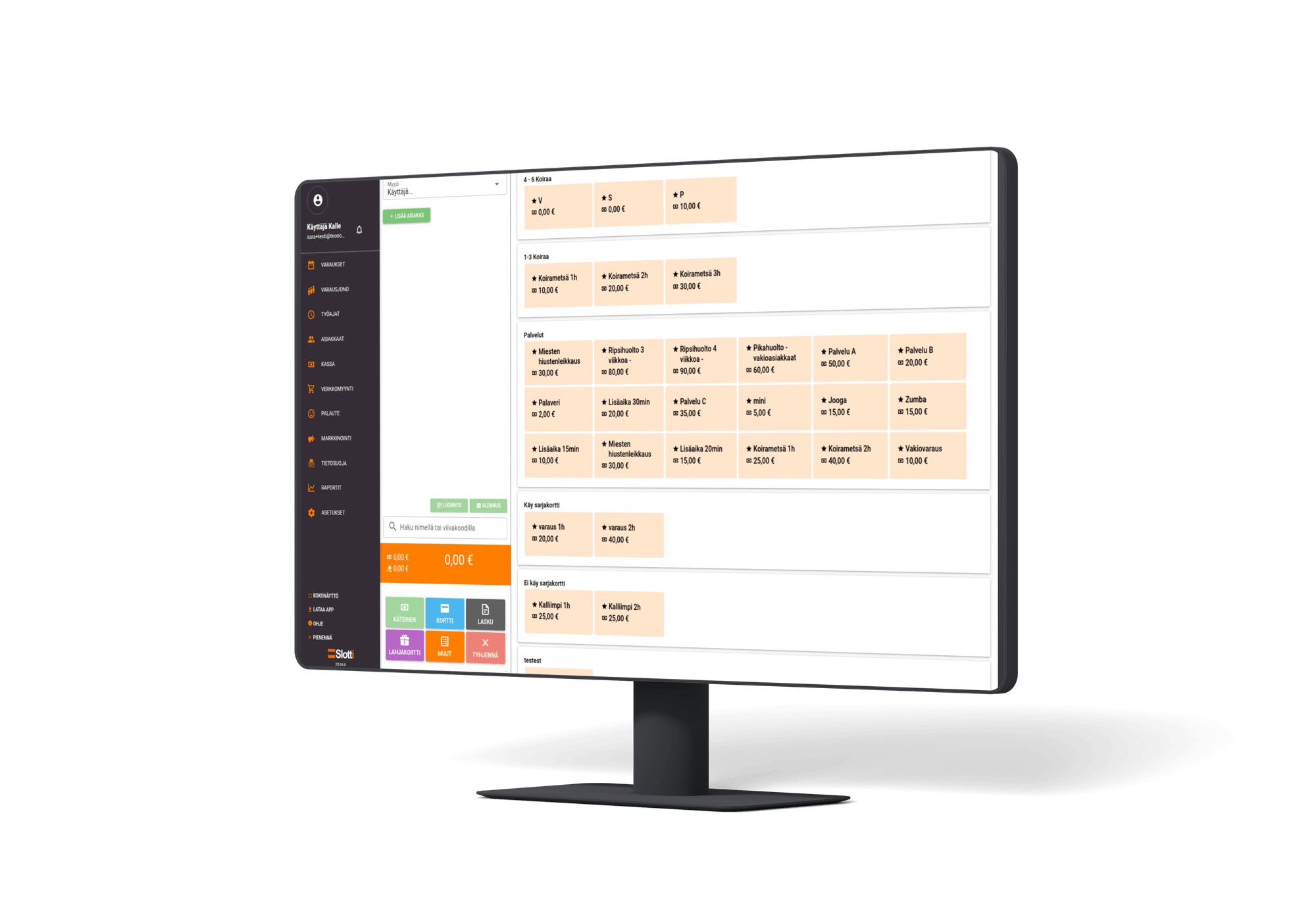 Slotti POS visualizzato su un computer desktop.